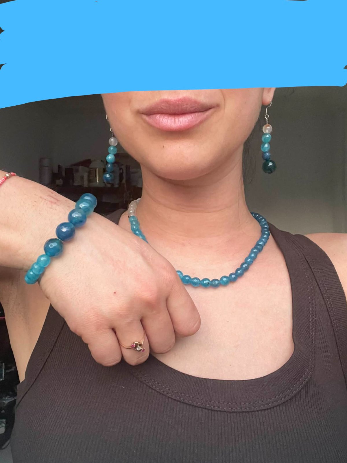 Parure pierres bleu dégradé en aghates et argent