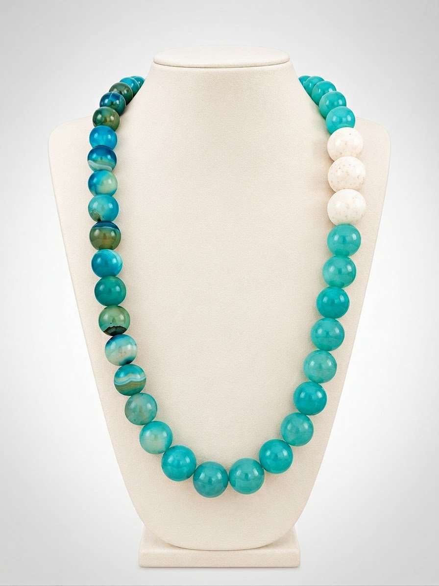 Collier aghates et quartz