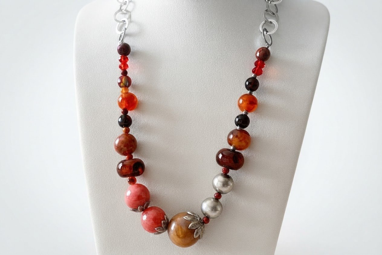Collier argent et pierres semi précieuses 