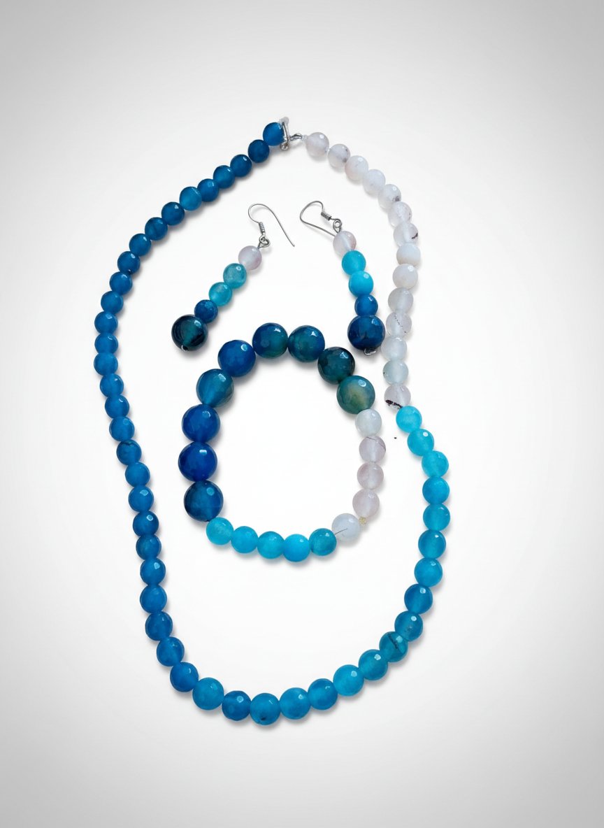 Ensemble aghates turquoises ton sur ton