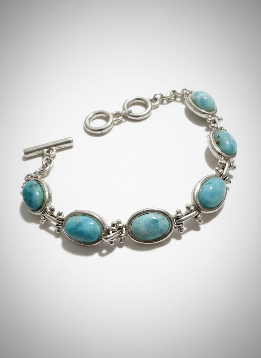 Bracelet larimar et cuivre argenté 