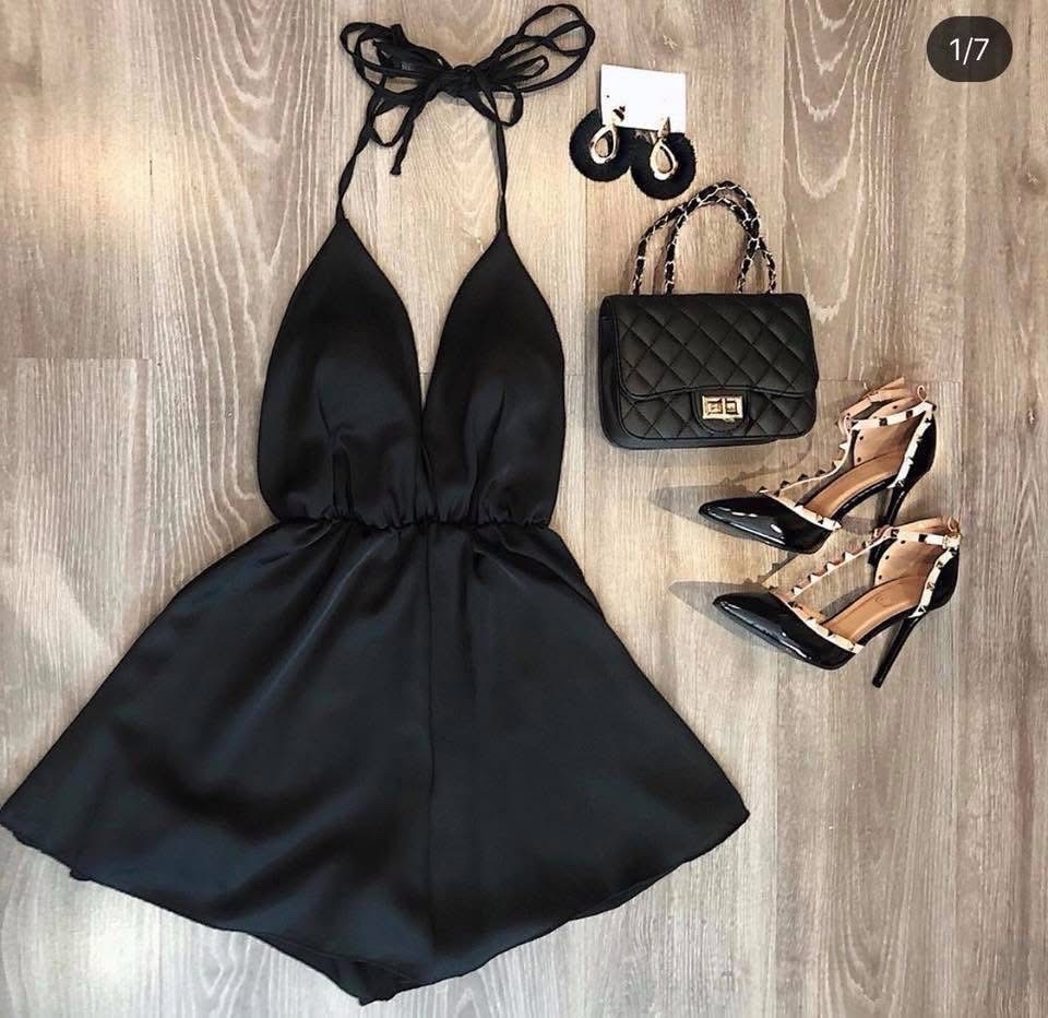 Robe short satin noir