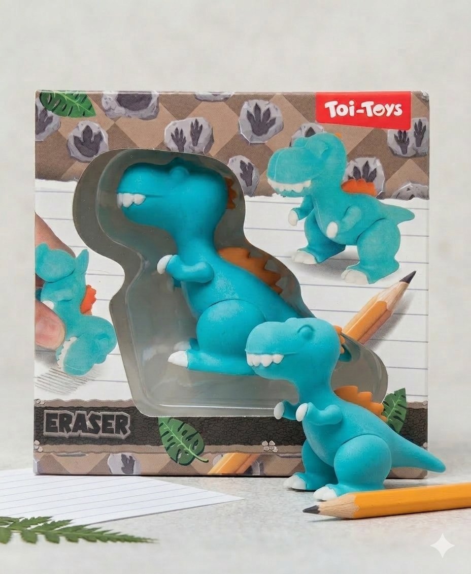 🦕 Gomme XXL Dinosaure T-rex bleu et orange (autres modules dispos : licorne, chaton, cactus. Voir les photos) Neuve dans son emballage d'origine 🇨🇵 Importée