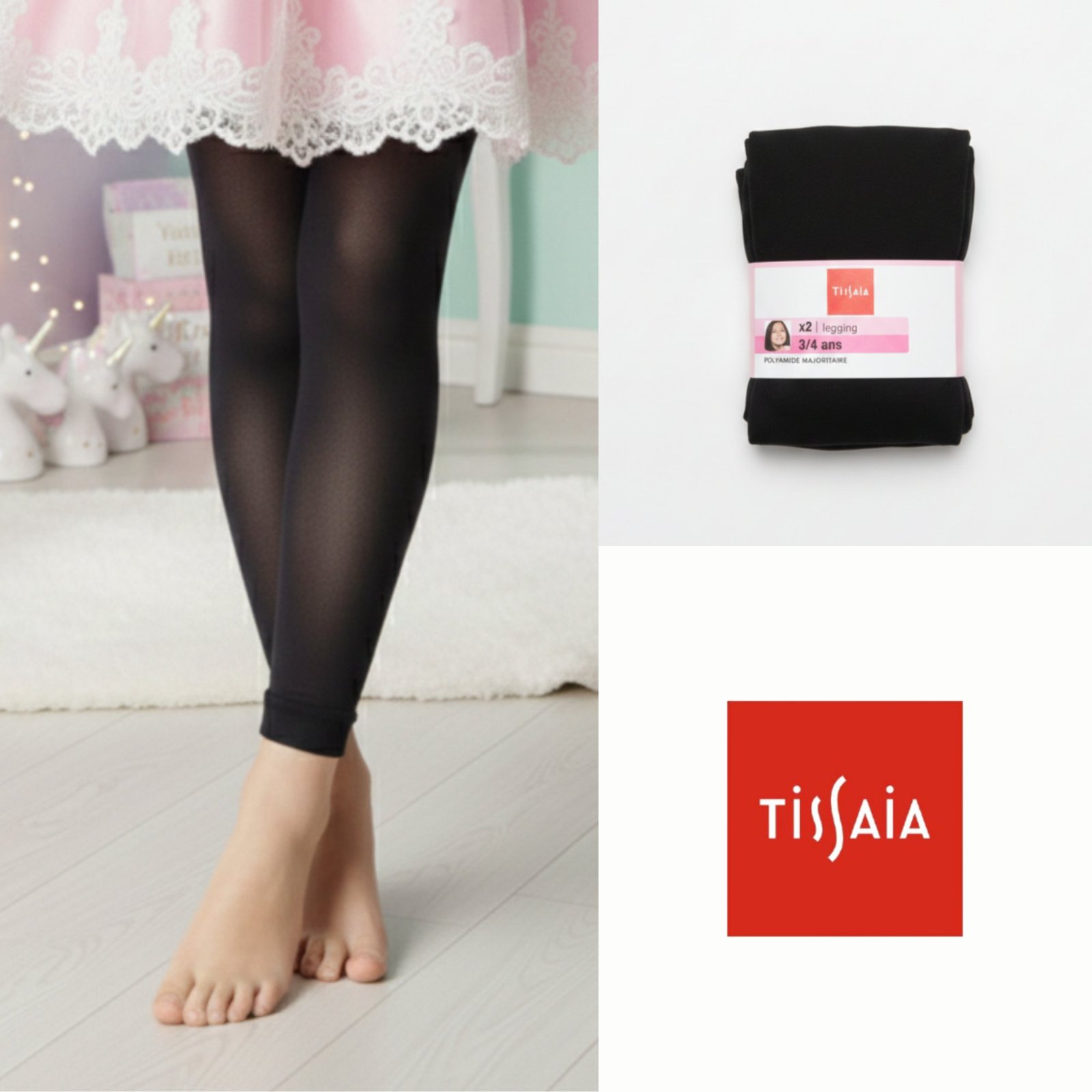 2 paires de leggings noirs 3-4 ans pour fille 🤩