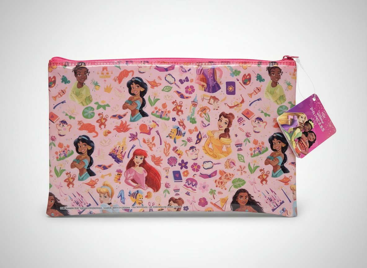 👝👗👑 Trousse plate licence "Disney Princesses" authentique - format XL - 15x25,5 cm - Cute & Girly 🎀 - crayons 🖍, maquillage 💄 ou autre 🤩