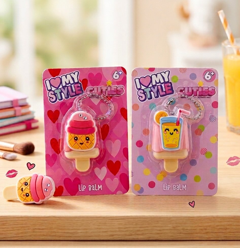 💄🍓🍋 Lot de 2 baumes à lèvres kawaii 😍🥹 trop cuuuuute et aromatisés - odeur & goût délicieux 😋 - neufs & importés 🇨🇵 porte-clés 🔑 