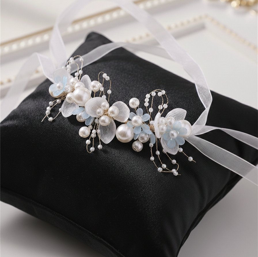 Aïd parfait avec cette sublime couronne de perles et fleurs bleues pour petite fille (environ 2 ans) - Importé