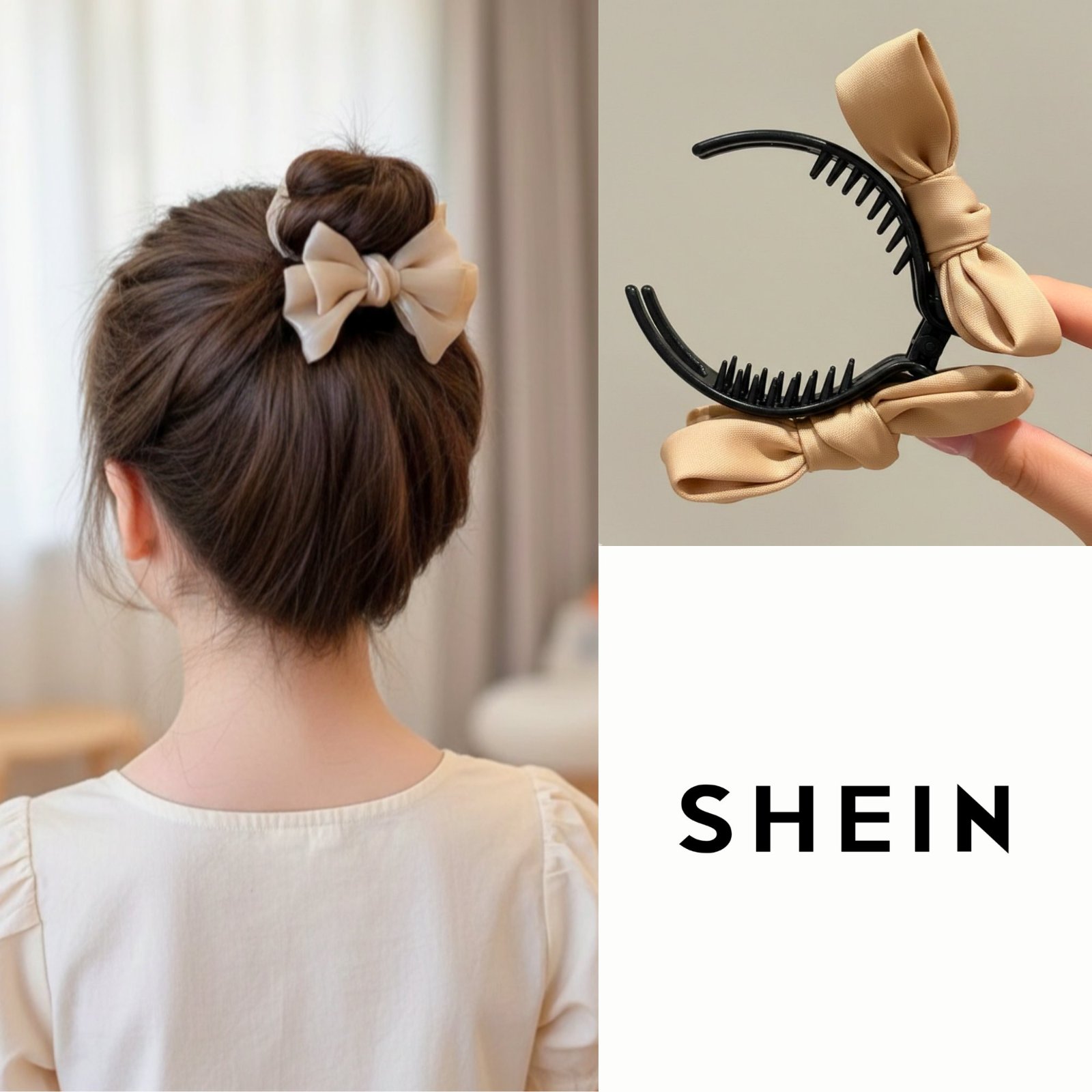 Pince double nœud couleur champagne SHEIN