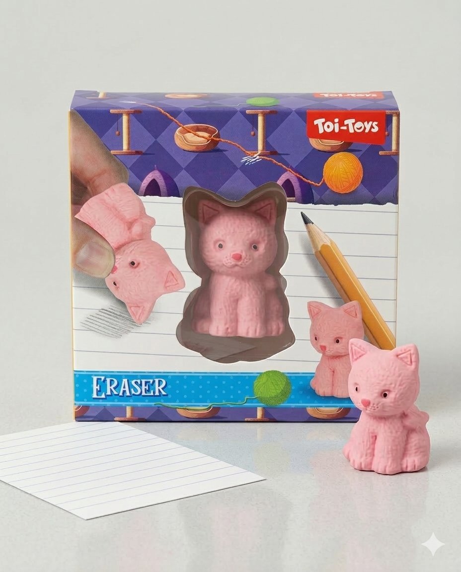 🩷 Adorable Gomme XXL rose en forme de chat 🐱 (autres modèles disponibles : dinosaure, licorne, cactus, voir les photos) 🎀 Neuve et dans son emballage d'origine fermé