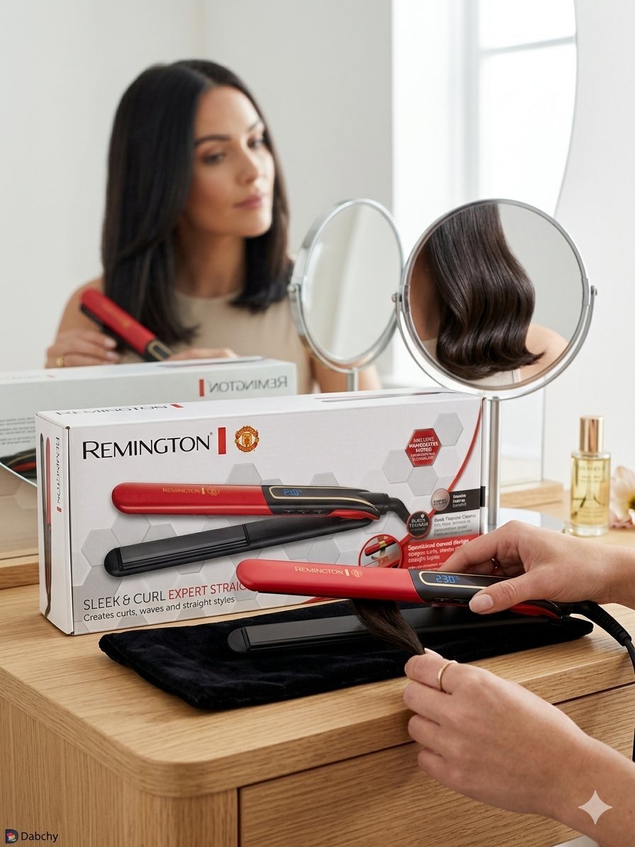 Lisseur 2-en-1 Remington Sleek & Curl Expert (Édition Manchester United) – Neuf