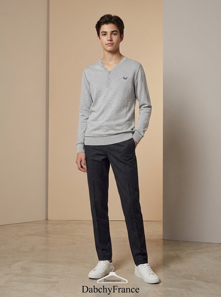 Pull fin en coton col tunisien Kaporal Jeans — (Collection Ado/Garçon - Taille 12 ans - Neuf avec étiquette)