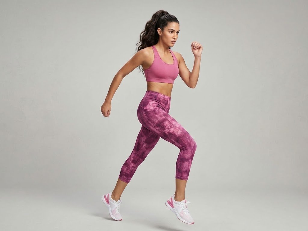 Legging / Corsaire de sport Crivit violet marbré - Taille M (38/40)