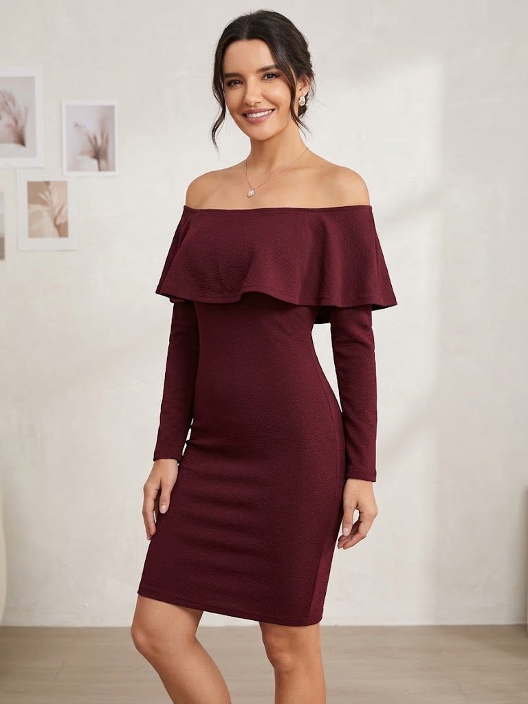 Robe SHEIN bordeaux à manches longues – Neuve – T. M