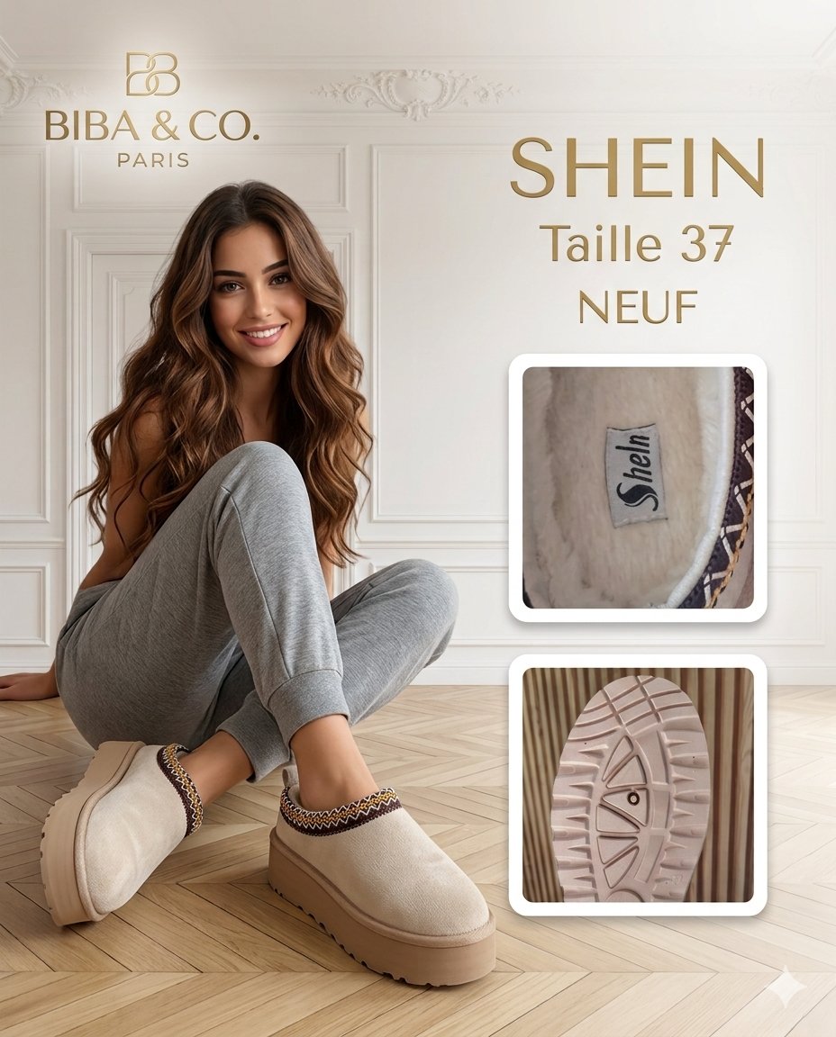 ✨ NOUVEAUTÉ 🇫🇷 | Slippers Plateforme Style Tazz – SHEIN (Neuves - Taille 37)