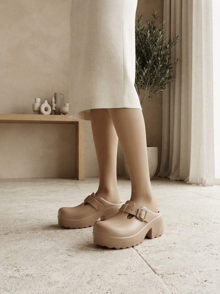 Sabots plateforme tendance beige – Pointure 36/37