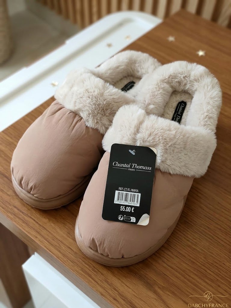 Chaussons mules d'intérieur neuves Chantal Thomass Paris beige & fausse fourrure (T36/37)