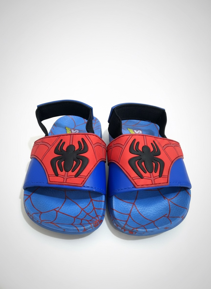 Ces claquettes de bain Marvel Spider-Man pour tout-petits arborent un motif 3D du célèbre super-héros sur une bride rouge et bleue