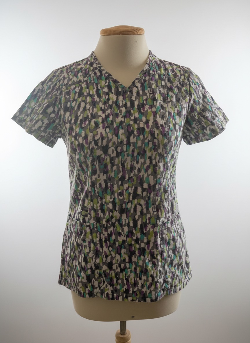 Ces vêtements sont des haut de blouse médicale de la marque Healing Hands dans le style Transitional SkinPrint