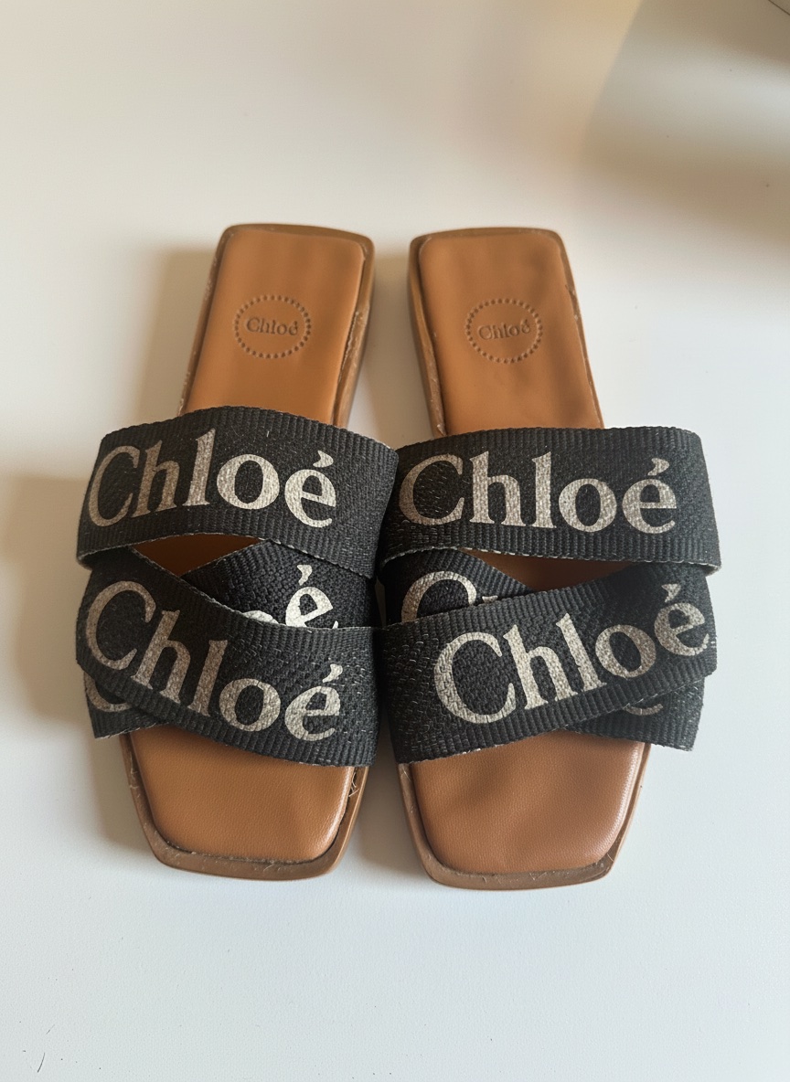 Ces mules Chloé Woody noires se distinguent par leur jeu ludique de rubans superposés en lin à impact réduit