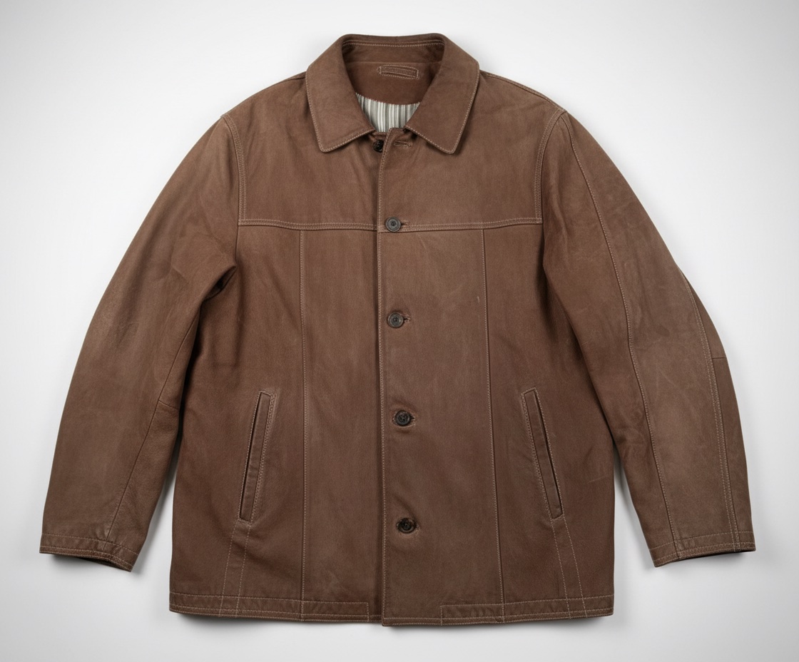 Veste longue vintage en daim