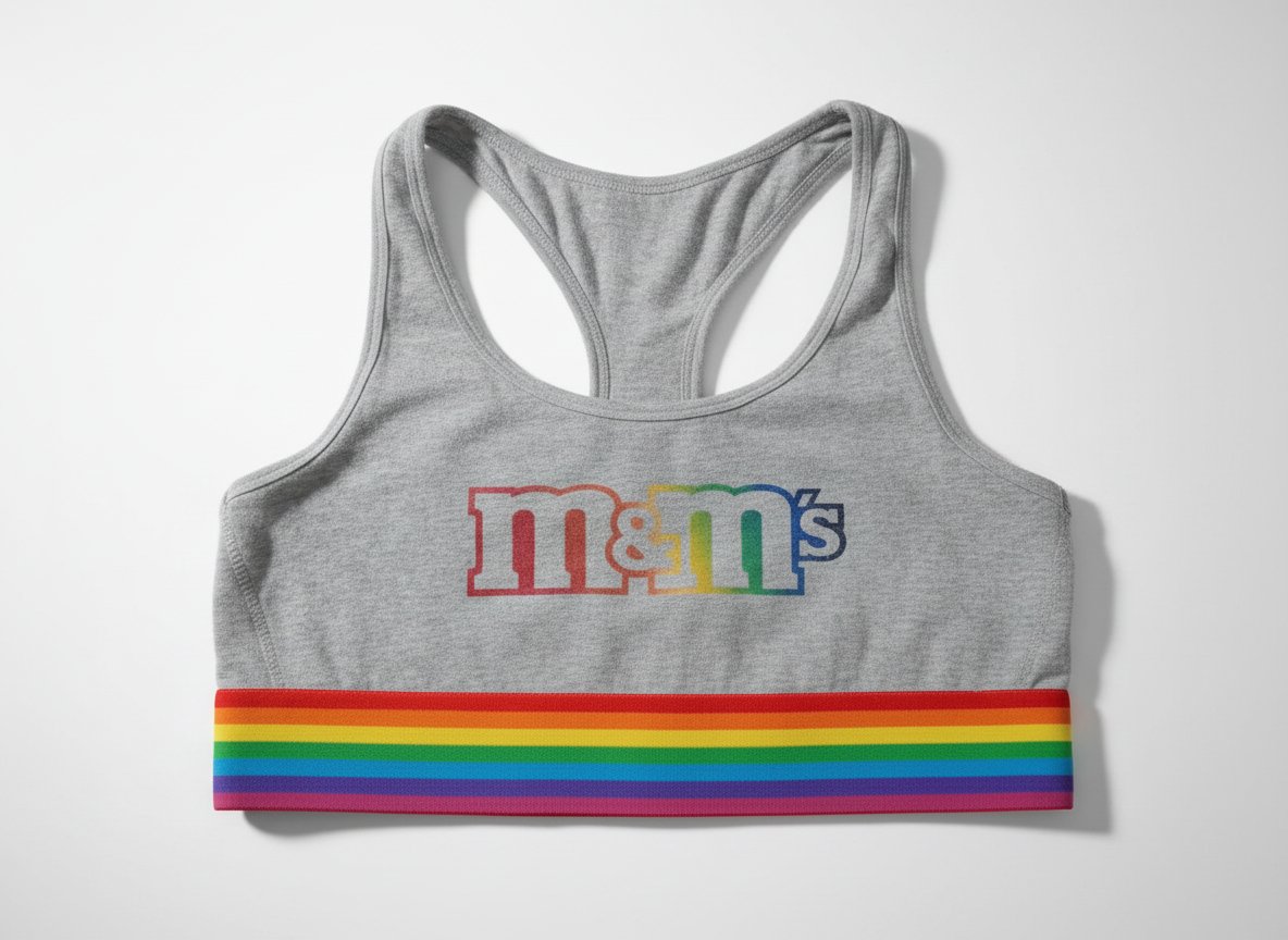 🌈 Brassière M&M's Gris & Rayures Arc-en-Ciel