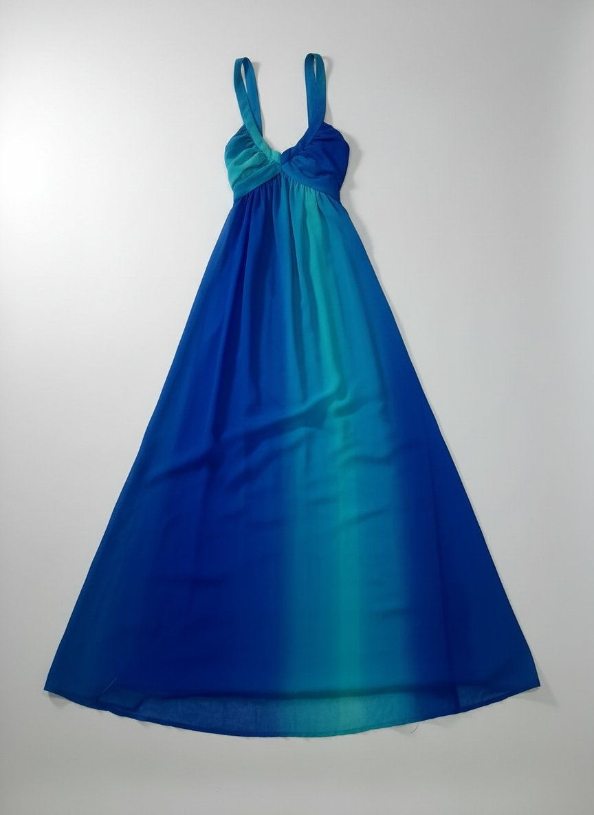 Robe Longue Fluide Dégradé Bleu & Turquoise 