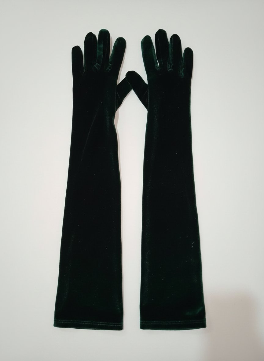 Gants Longs en Velours Vert Émeraude