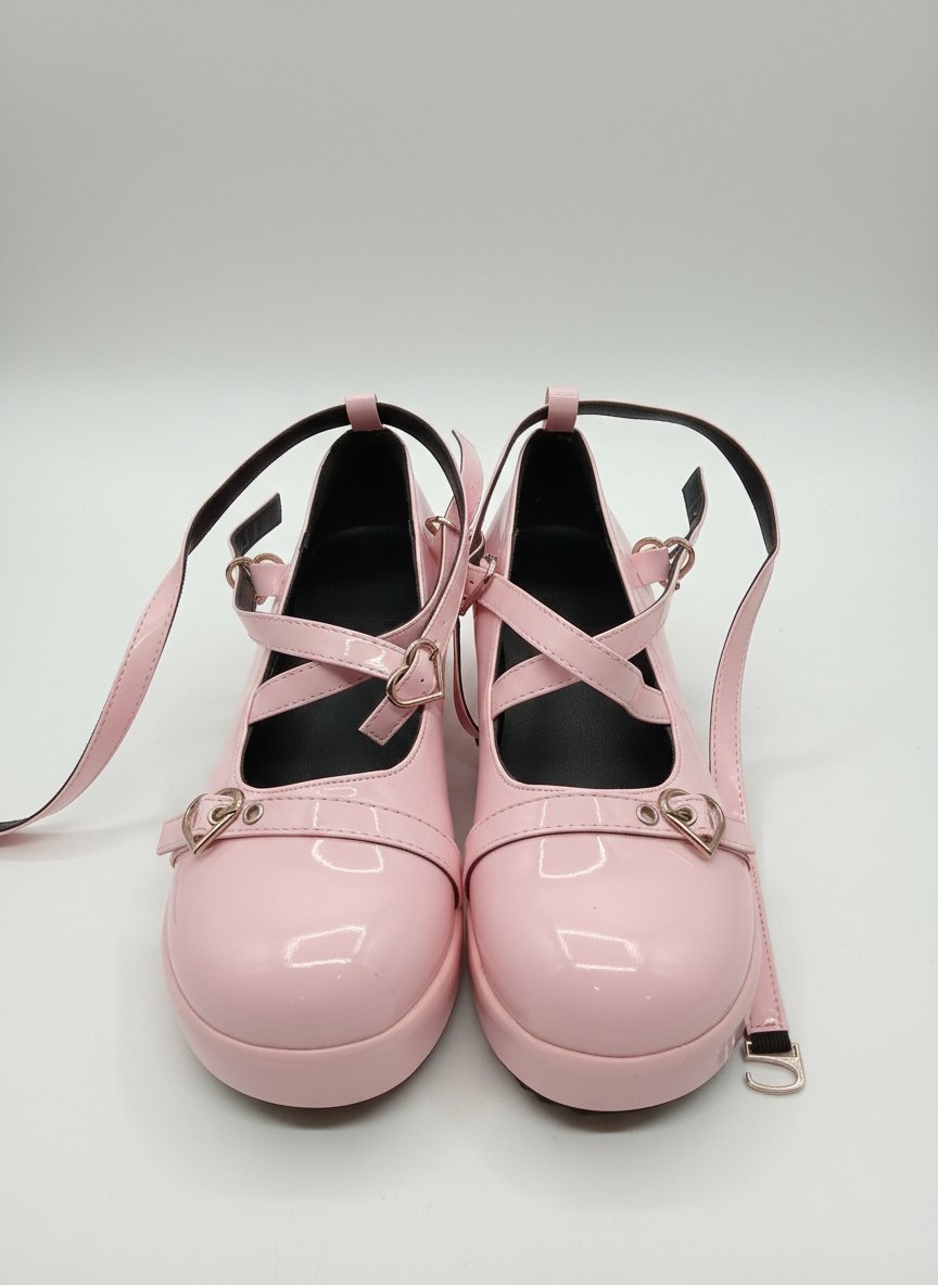 Chaussures Mary Jane Plateformes Lolita / Kawaii Rose Verni