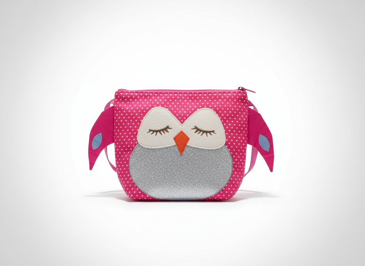 Sac à Bandoulière Enfant Motif Chouette Rose & Paillettes