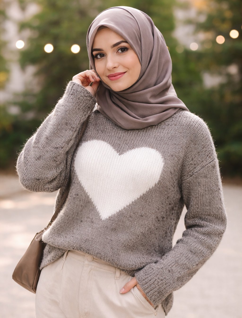 Pull en laine couleur taupe
