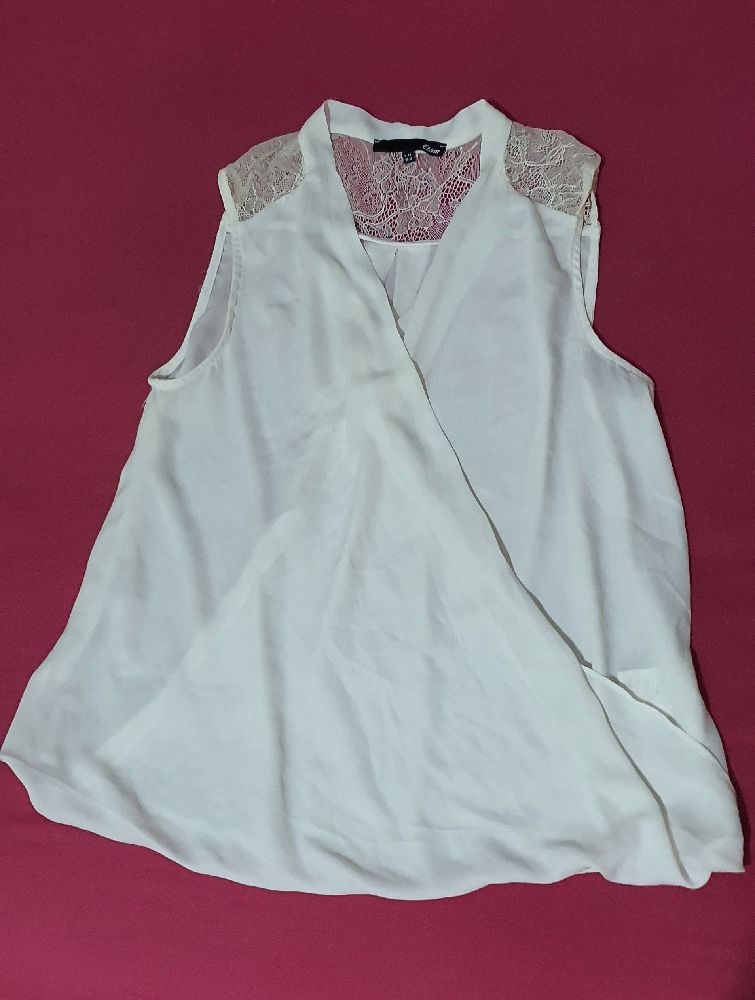 Pull sans manche blanc