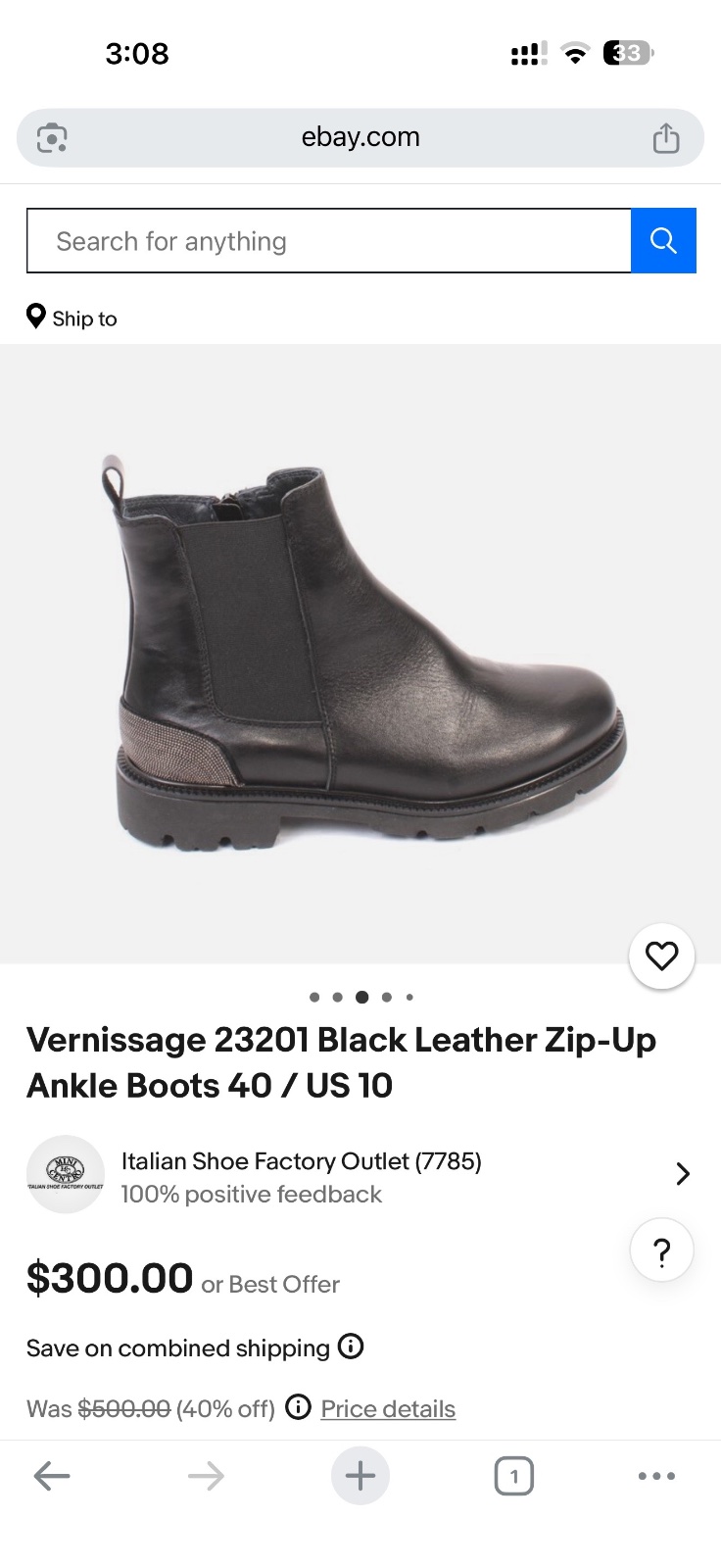 Bottines en cuir noir