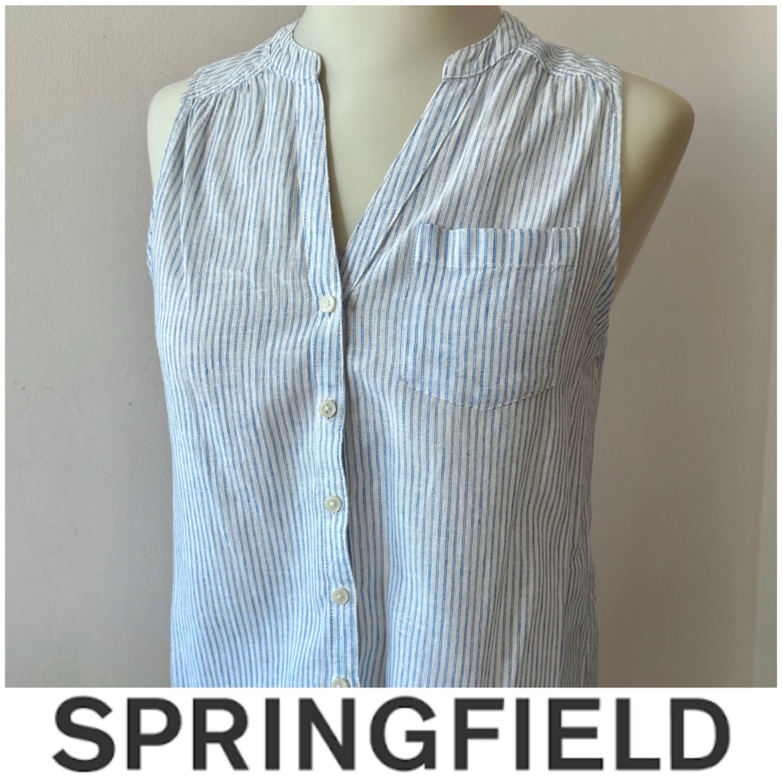 Chemise sans manches (Lin+coton) Springfield