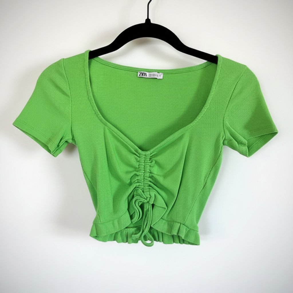 Top t-shirt Zara couleur vert 