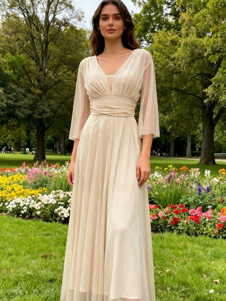 Robe soirée robe fiançailles beige 