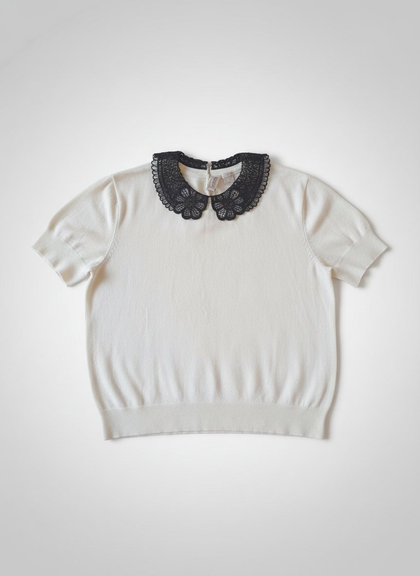Pull blanc cassé avec broderie