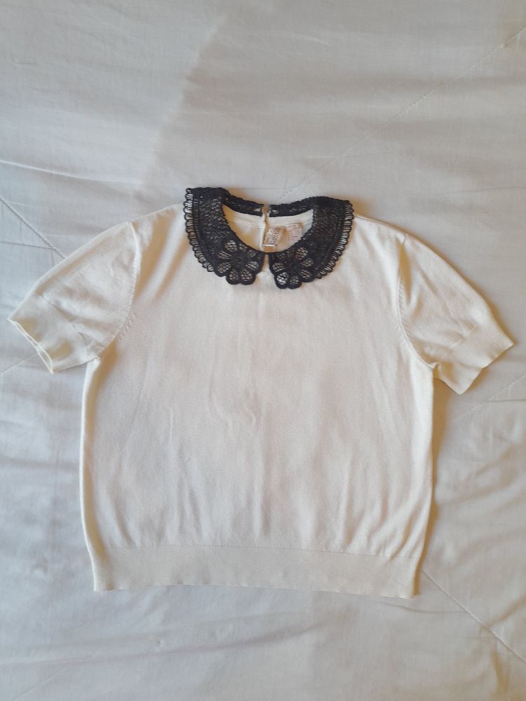 Pull Blanc cassé avec col en crochet