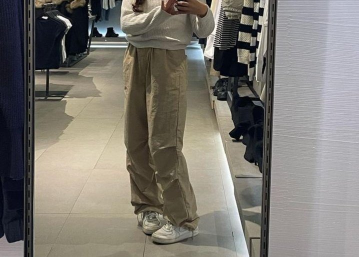 Pantalon parachute beige 