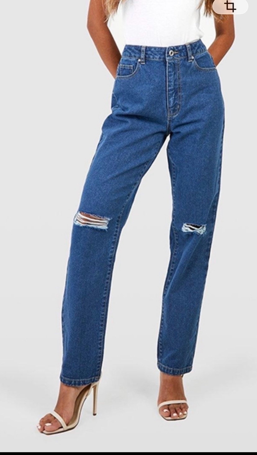 Boohoo blue high waist mom jeans taille 36