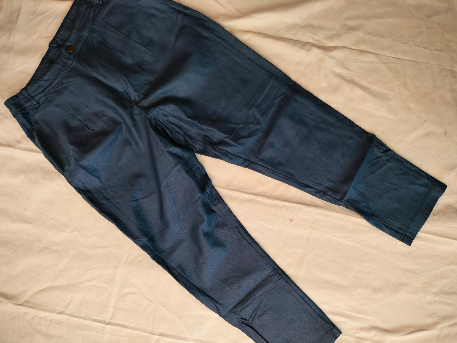 Pantalon cuir bleu marine