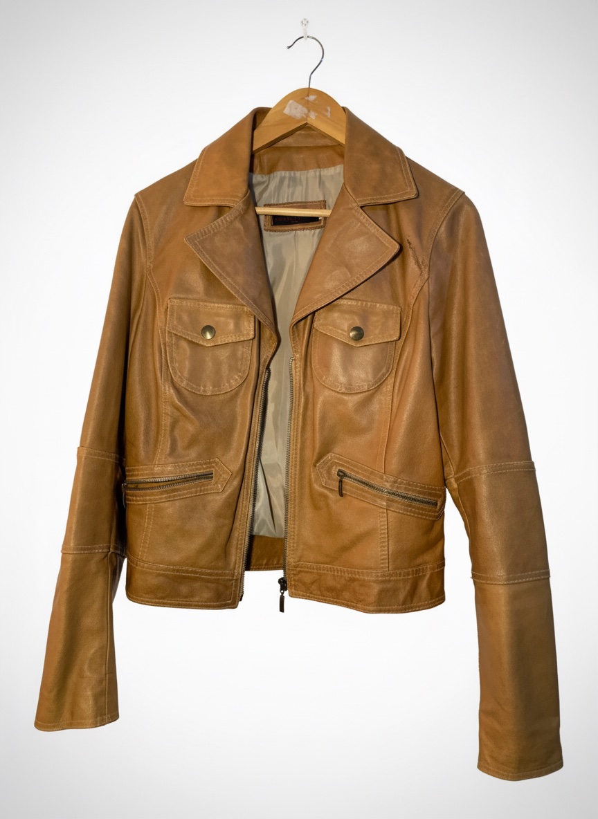 Veste en cuire marron 