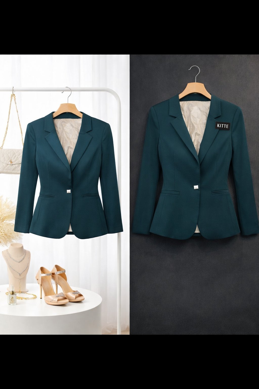 Veste Blazer femme vert foncé 