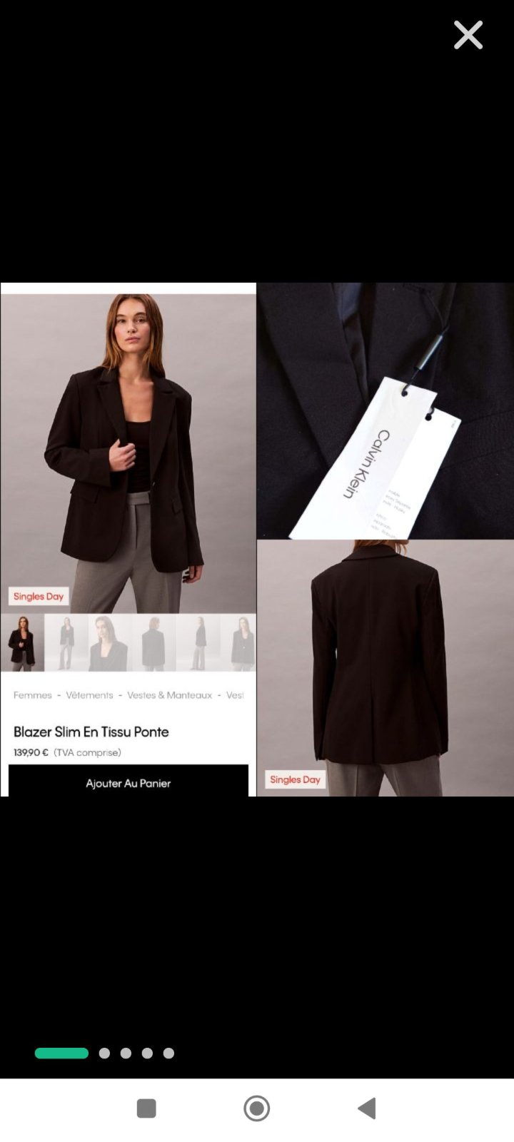 Blazer noir Calvin Klein authentique