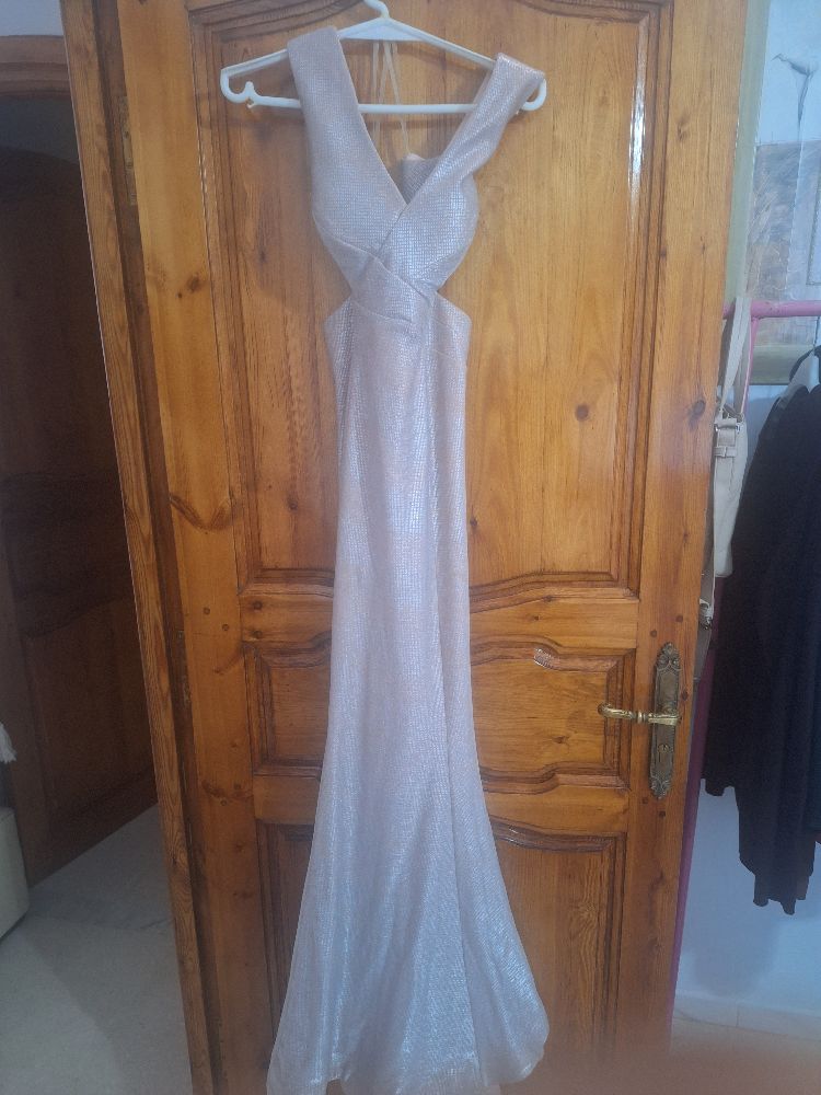 Robe de soirée longue rose poudré scintillante - Coupe sirène élégante