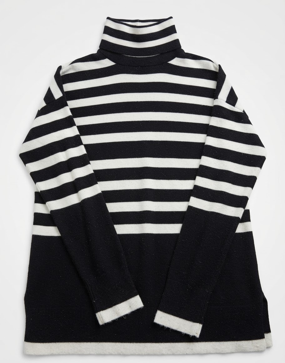 Pull à rayures noir et écru 