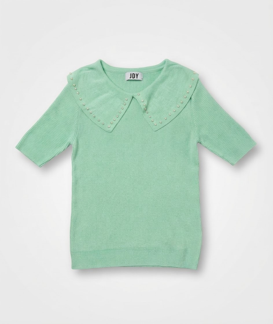 Pull en maille côtelée vert pastel 