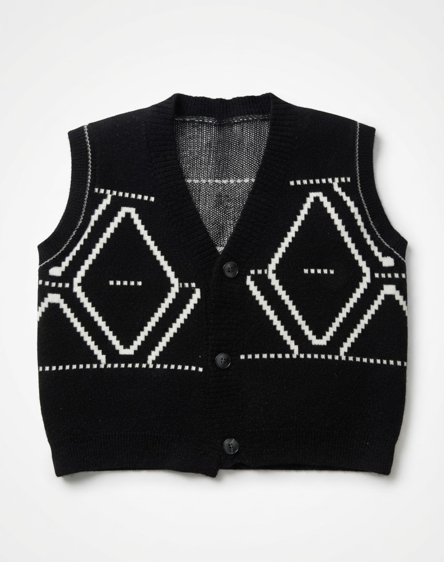Débardeur en maille noir et blanc
