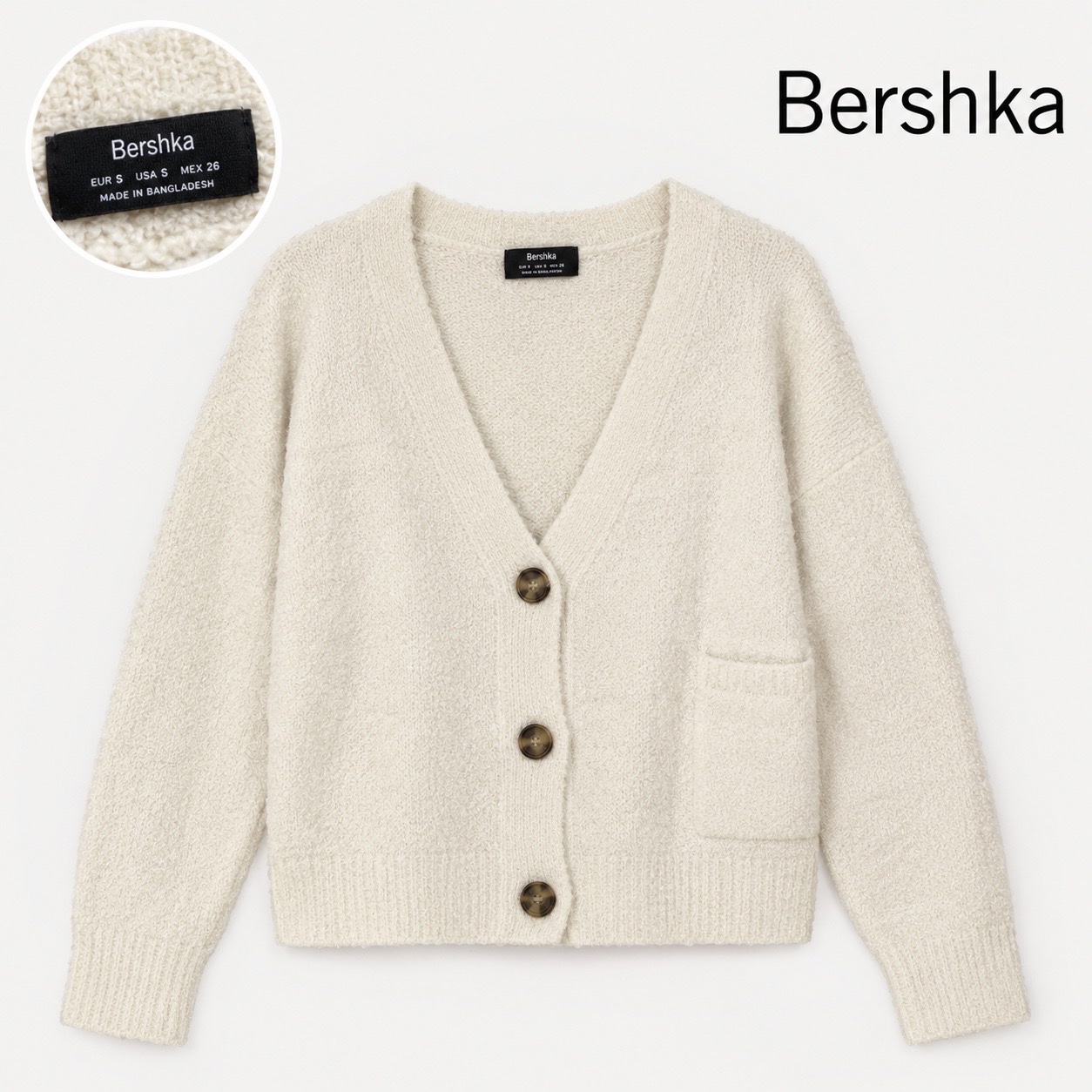 Gilet Bershka en maille douce couleur écru