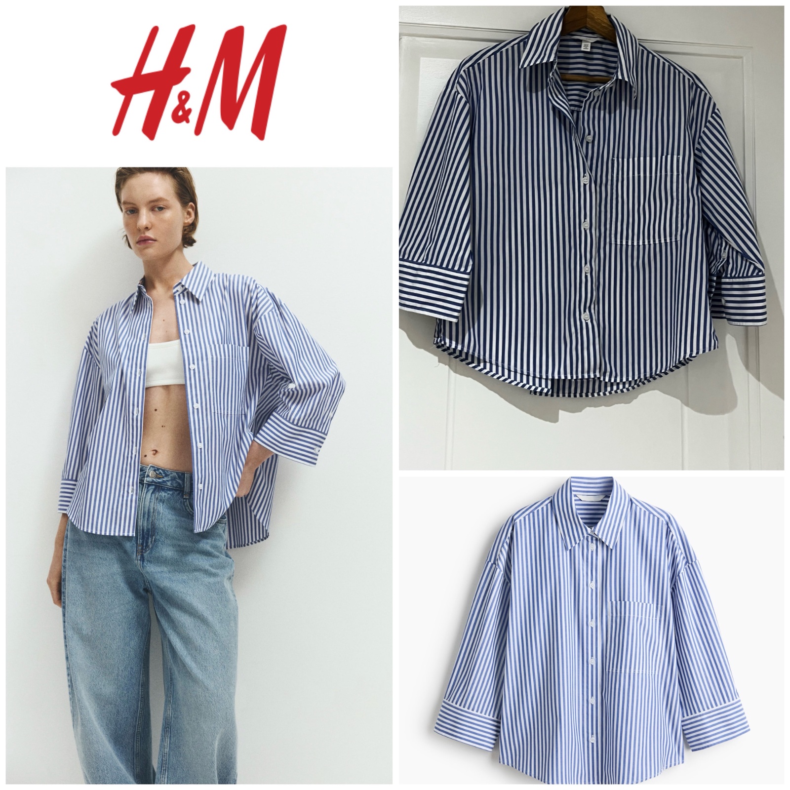 Chemise courte et ample en popeline de coton XS. S