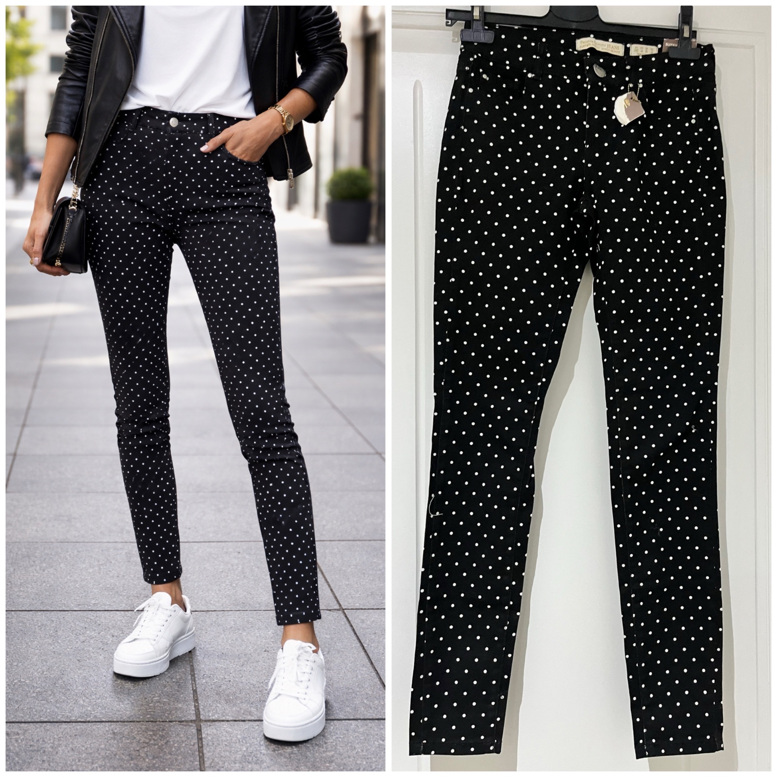 Pantalon jean skinny avec étiquette 